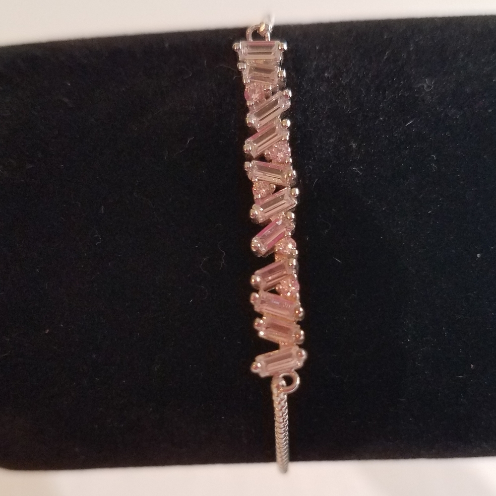 925 silver rhinestone bracelet  j383